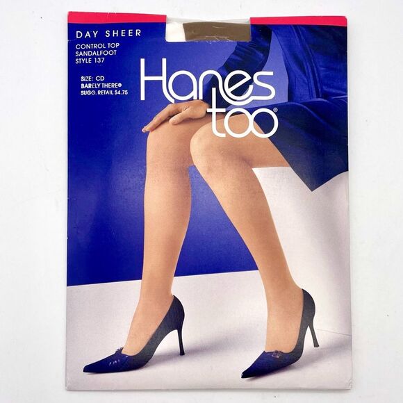 NWT Vintage Hanes Too Day Sheers Barely There Control Top Pantyhose Size C/D NEW - Picture 1 of 8